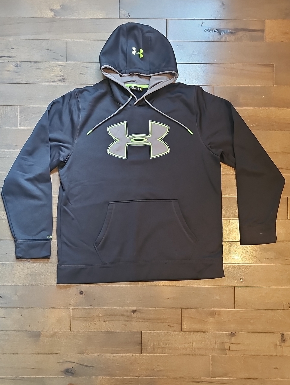 Under Armour Storm Gear Men's Hoodie, Black with Neon Green Logo, XL